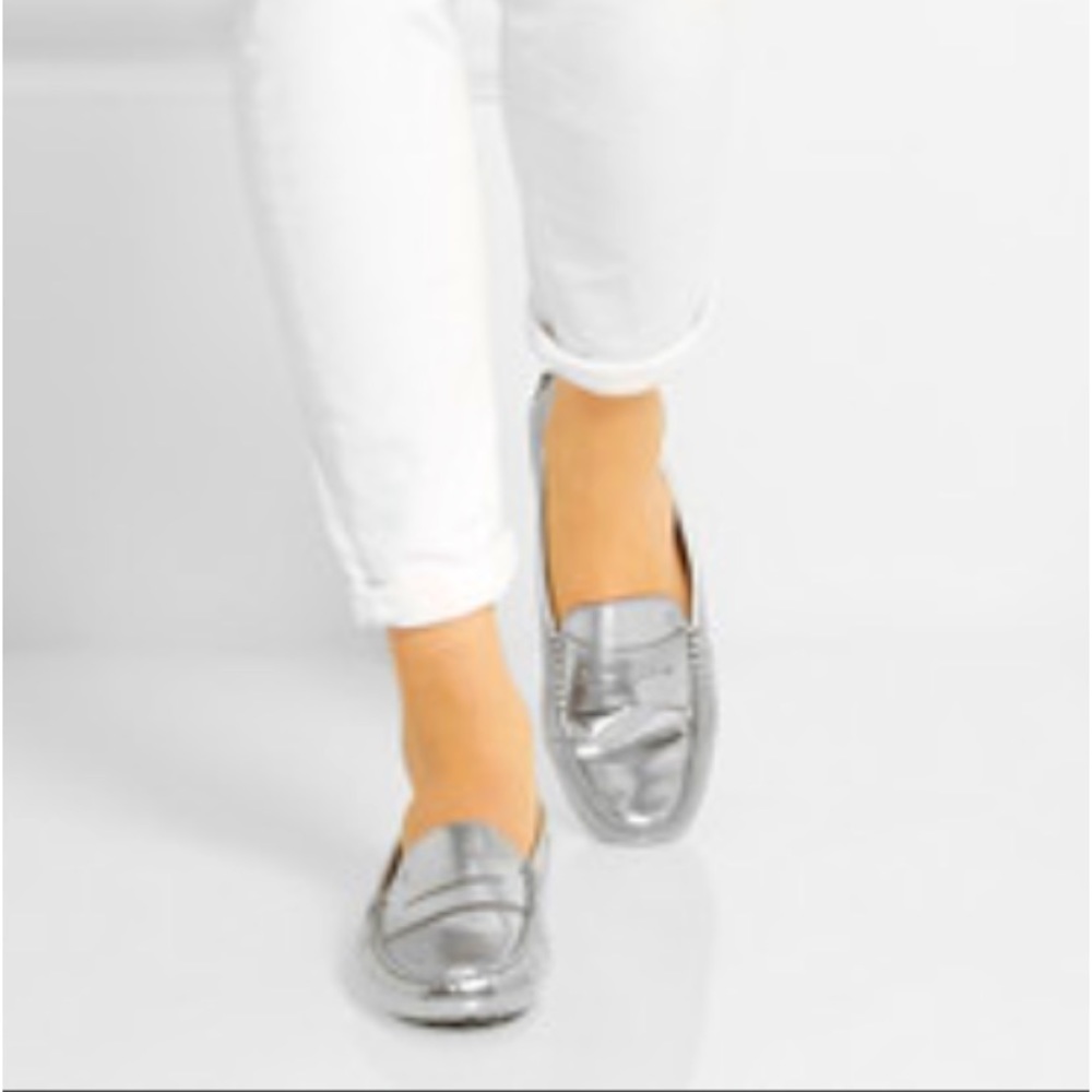 Todd’s “Gommino” Metallic Metal Loafers size 38. US 8